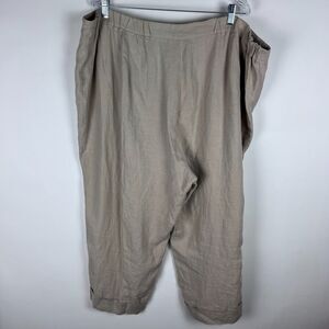 Eileen Fisher 100% Linen Tan Hi Rise Petal Pusher Capris SZ 3X